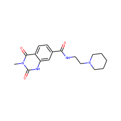 Cn1c(=O)[nH]c2cc(C(=O)NCCN3CCCCC3)ccc2c1=O ZINC000028641483