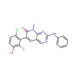 Cn1c(=O)c(-c2c(Cl)ccc(O)c2Cl)cc2cnc(Nc3ccccc3)nc21 ZINC000028331591