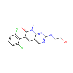 Cn1c(=O)c(-c2c(Cl)cccc2Cl)cc2cnc(NCCO)nc21 ZINC000003834090