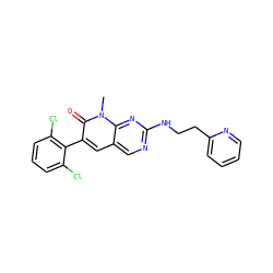 Cn1c(=O)c(-c2c(Cl)cccc2Cl)cc2cnc(NCCc3ccccn3)nc21 ZINC000003815561