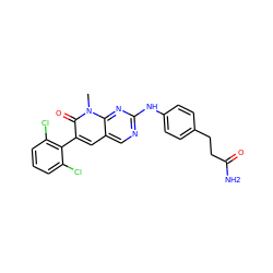 Cn1c(=O)c(-c2c(Cl)cccc2Cl)cc2cnc(Nc3ccc(CCC(N)=O)cc3)nc21 ZINC000028122949