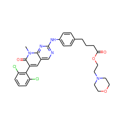 Cn1c(=O)c(-c2c(Cl)cccc2Cl)cc2cnc(Nc3ccc(CCCC(=O)OCCN4CCOCC4)cc3)nc21 ZINC000028336325