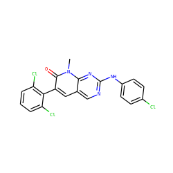 Cn1c(=O)c(-c2c(Cl)cccc2Cl)cc2cnc(Nc3ccc(Cl)cc3)nc21 ZINC000003834087