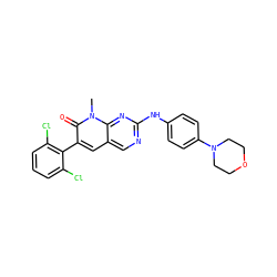 Cn1c(=O)c(-c2c(Cl)cccc2Cl)cc2cnc(Nc3ccc(N4CCOCC4)cc3)nc21 ZINC000013812765