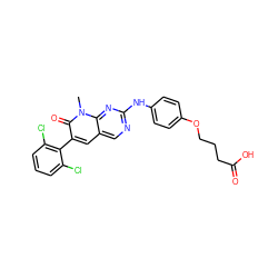 Cn1c(=O)c(-c2c(Cl)cccc2Cl)cc2cnc(Nc3ccc(OCCCC(=O)O)cc3)nc21 ZINC000028331805