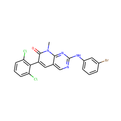 Cn1c(=O)c(-c2c(Cl)cccc2Cl)cc2cnc(Nc3cccc(Br)c3)nc21 ZINC000003815372