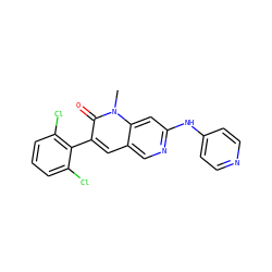 Cn1c(=O)c(-c2c(Cl)cccc2Cl)cc2cnc(Nc3ccncc3)cc21 ZINC000003832359