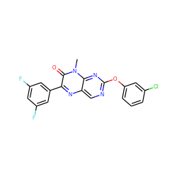 Cn1c(=O)c(-c2cc(F)cc(F)c2)nc2cnc(Oc3cccc(Cl)c3)nc21 ZINC000004238245