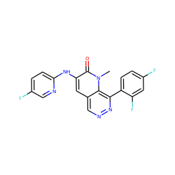 Cn1c(=O)c(Nc2ccc(F)cn2)cc2cnnc(-c3ccc(F)cc3F)c21 ZINC000064416940