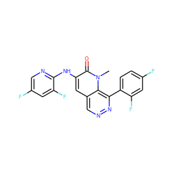 Cn1c(=O)c(Nc2ncc(F)cc2F)cc2cnnc(-c3ccc(F)cc3F)c21 ZINC000064437798