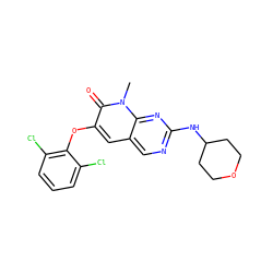 Cn1c(=O)c(Oc2c(Cl)cccc2Cl)cc2cnc(NC3CCOCC3)nc21 ZINC000653790497