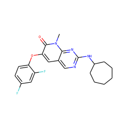 Cn1c(=O)c(Oc2ccc(F)cc2F)cc2cnc(NC3CCCCCC3)nc21 ZINC000653781583