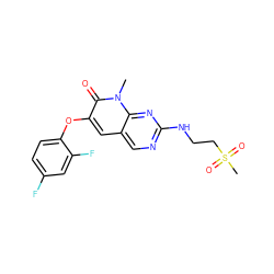 Cn1c(=O)c(Oc2ccc(F)cc2F)cc2cnc(NCCS(C)(=O)=O)nc21 ZINC000071329872