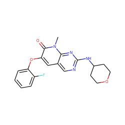 Cn1c(=O)c(Oc2ccccc2F)cc2cnc(NC3CCOCC3)nc21 ZINC000071315780