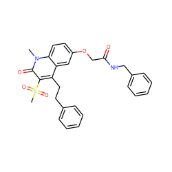 Cn1c(=O)c(S(C)(=O)=O)c(CCc2ccccc2)c2cc(OCC(=O)NCc3ccccc3)ccc21 ZINC000064560415