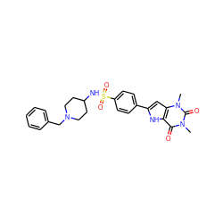 Cn1c(=O)c2[nH]c(-c3ccc(S(=O)(=O)NC4CCN(Cc5ccccc5)CC4)cc3)cc2n(C)c1=O ZINC000036190457