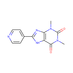 Cn1c(=O)c2[nH]c(-c3ccncc3)nc2n(C)c1=O ZINC000000527234