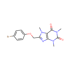 Cn1c(=O)c2c(nc(COc3ccc(Br)cc3)n2C)n(C)c1=O ZINC000084731609