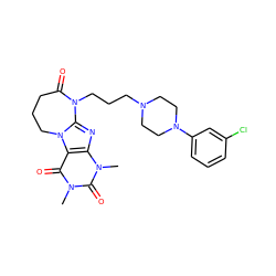 Cn1c(=O)c2c(nc3n2CCCC(=O)N3CCCN2CCN(c3cccc(Cl)c3)CC2)n(C)c1=O ZINC000039183961