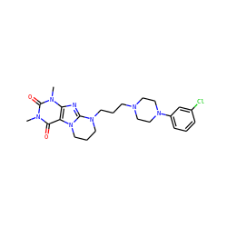 Cn1c(=O)c2c(nc3n2CCCN3CCCN2CCN(c3cccc(Cl)c3)CC2)n(C)c1=O ZINC000103208224