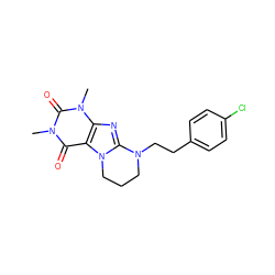 Cn1c(=O)c2c(nc3n2CCCN3CCc2ccc(Cl)cc2)n(C)c1=O ZINC000013554879