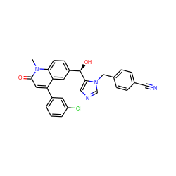 Cn1c(=O)cc(-c2cccc(Cl)c2)c2cc([C@@H](O)c3cncn3Cc3ccc(C#N)cc3)ccc21 ZINC000014955743