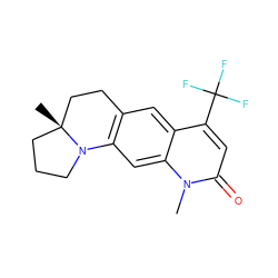 Cn1c(=O)cc(C(F)(F)F)c2cc3c(cc21)N1CCC[C@]1(C)CC3 ZINC000013778395