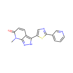 Cn1c(=O)ccc2c(-c3cnc(-c4cccnc4)s3)[nH]nc21 ZINC000653833430