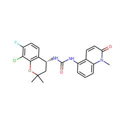 Cn1c(=O)ccc2c(NC(=O)N[C@@H]3CC(C)(C)Oc4c3ccc(F)c4Cl)cccc21 ZINC000145754921