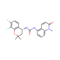 Cn1c(=O)ccc2c(NC(=O)N[C@@H]3CC(C)(C)Oc4c3ccc(F)c4F)cccc21 ZINC000143494033