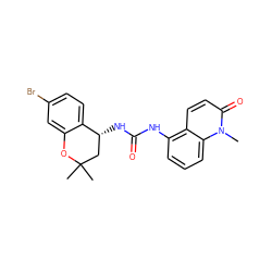 Cn1c(=O)ccc2c(NC(=O)N[C@@H]3CC(C)(C)Oc4cc(Br)ccc43)cccc21 ZINC000143648035