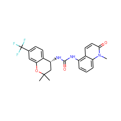 Cn1c(=O)ccc2c(NC(=O)N[C@@H]3CC(C)(C)Oc4cc(C(F)(F)F)ccc43)cccc21 ZINC000143669255