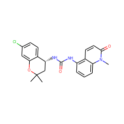 Cn1c(=O)ccc2c(NC(=O)N[C@@H]3CC(C)(C)Oc4cc(Cl)ccc43)cccc21 ZINC000145709054