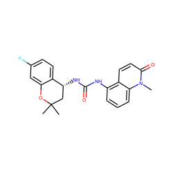 Cn1c(=O)ccc2c(NC(=O)N[C@@H]3CC(C)(C)Oc4cc(F)ccc43)cccc21 ZINC000145740606