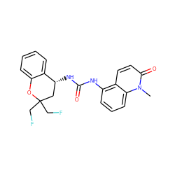 Cn1c(=O)ccc2c(NC(=O)N[C@@H]3CC(CF)(CF)Oc4ccccc43)cccc21 ZINC000145714566