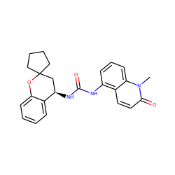 Cn1c(=O)ccc2c(NC(=O)N[C@@H]3CC4(CCCC4)Oc4ccccc43)cccc21 ZINC000144453709