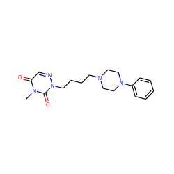 Cn1c(=O)cnn(CCCCN2CCN(c3ccccc3)CC2)c1=O ZINC000220016647