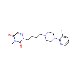 Cn1c(=O)cnn(CCCCN2CCN(c3ncccc3F)CC2)c1=O ZINC000220015760