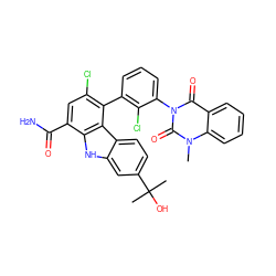 Cn1c(=O)n(-c2cccc(-c3c(Cl)cc(C(N)=O)c4[nH]c5cc(C(C)(C)O)ccc5c34)c2Cl)c(=O)c2ccccc21 ZINC000222845849