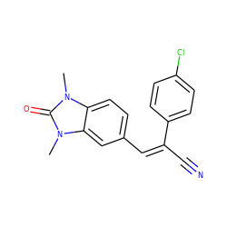 Cn1c(=O)n(C)c2cc(/C=C(/C#N)c3ccc(Cl)cc3)ccc21 ZINC000012364199