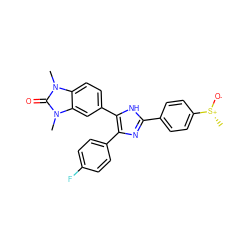 Cn1c(=O)n(C)c2cc(-c3[nH]c(-c4ccc([S@@+](C)[O-])cc4)nc3-c3ccc(F)cc3)ccc21 ZINC000014958524