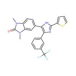 Cn1c(=O)n(C)c2cc(-c3[nH]c(-c4cccs4)nc3-c3cccc(C(F)(F)F)c3)ccc21 ZINC000014958486