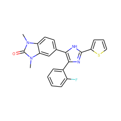 Cn1c(=O)n(C)c2cc(-c3[nH]c(-c4cccs4)nc3-c3ccccc3F)ccc21 ZINC000014958460