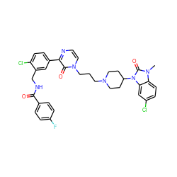 Cn1c(=O)n(C2CCN(CCCn3ccnc(-c4ccc(Cl)c(CNC(=O)c5ccc(F)cc5)c4)c3=O)CC2)c2cc(Cl)ccc21 ZINC000058660620