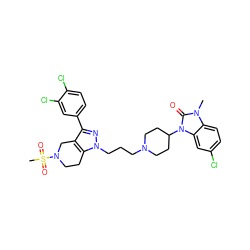 Cn1c(=O)n(C2CCN(CCCn3nc(-c4ccc(Cl)c(Cl)c4)c4c3CCN(S(C)(=O)=O)C4)CC2)c2cc(Cl)ccc21 ZINC000028331940