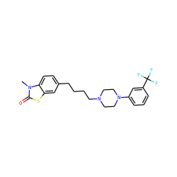 Cn1c(=O)sc2cc(CCCCN3CCN(c4cccc(C(F)(F)F)c4)CC3)ccc21 ZINC000013779688