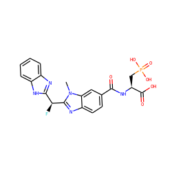Cn1c([C@@H](F)c2nc3ccccc3[nH]2)nc2ccc(C(=O)N[C@@H](CP(=O)(O)O)C(=O)O)cc21 ZINC000013860255