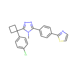 Cn1c(-c2ccc(-c3nccs3)cc2)nnc1C1(c2ccc(Cl)cc2)CCC1 ZINC000040954219