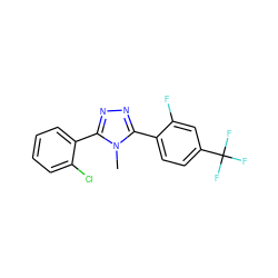 Cn1c(-c2ccc(C(F)(F)F)cc2F)nnc1-c1ccccc1Cl ZINC000029043514