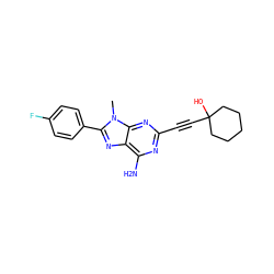 Cn1c(-c2ccc(F)cc2)nc2c(N)nc(C#CC3(O)CCCCC3)nc21 ZINC000013861451